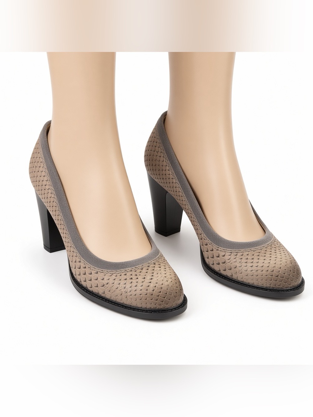 Hush Puppies Rose Faina Pumps Sz 7 M Smoke Gray Snake Embossed Suede Office Sire